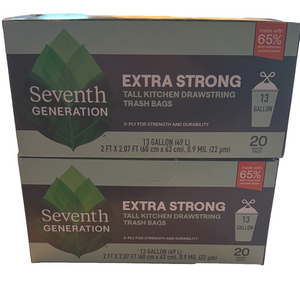 Seventh Generation Extra Strong Tall Kitchen Drawstring Trash Bags x 2